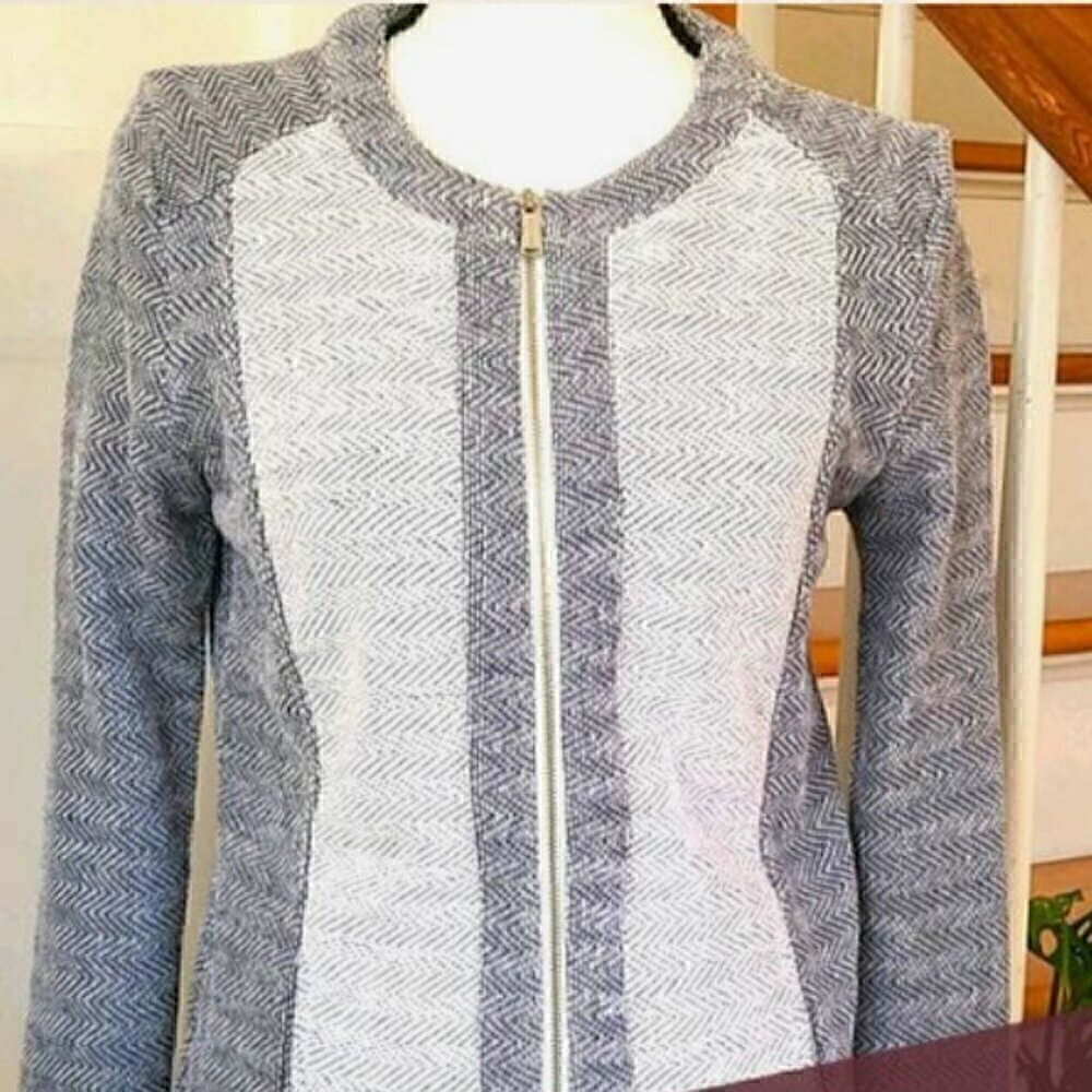 Tommy Hilfiger Navy White Herringbone Athleisure Preppy Nautical Jacket Size XXL